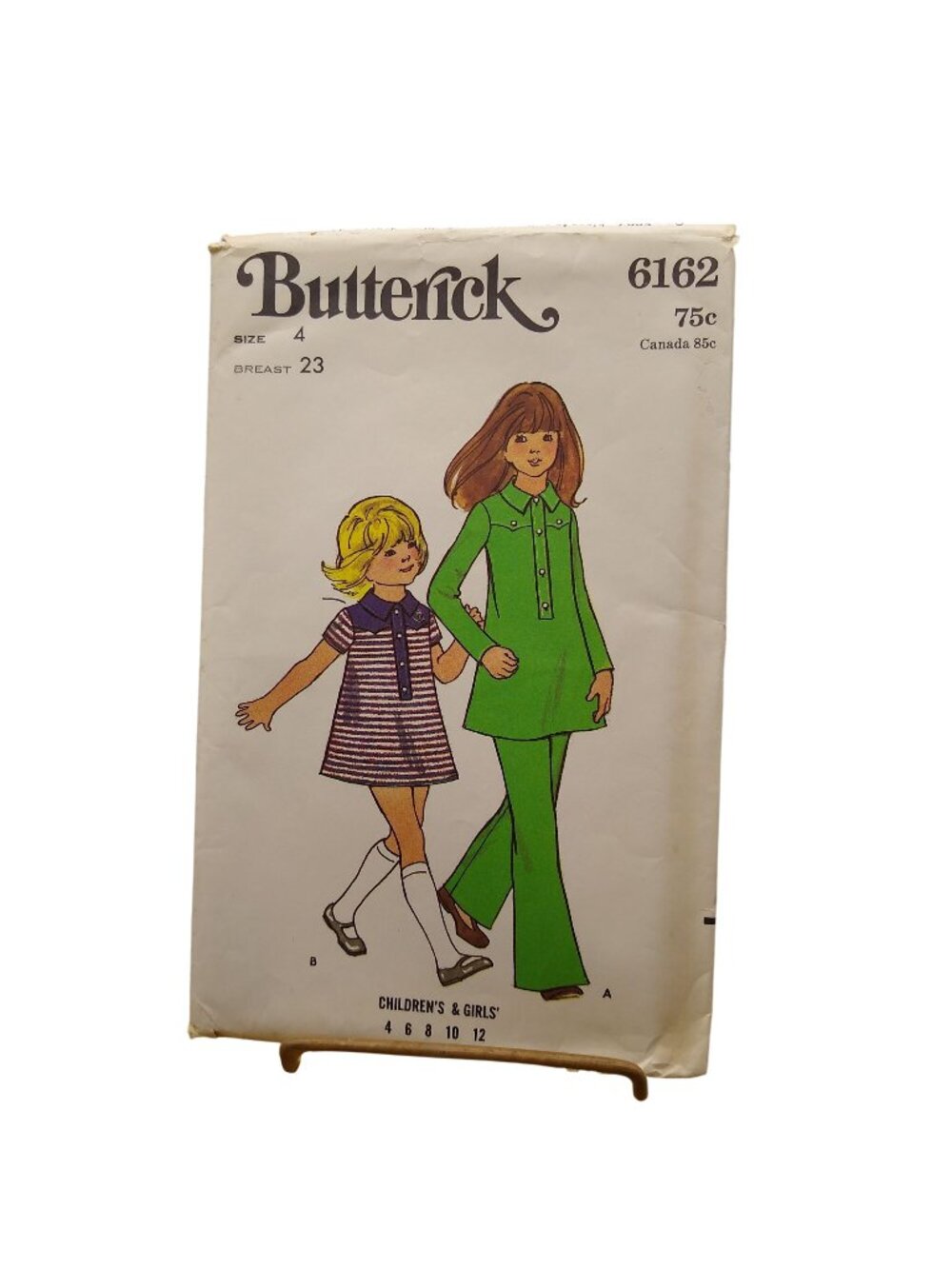 UNCUT Vintage Sewing PATTERN Butterick 6162, Child Dress and Pants in Girls Size